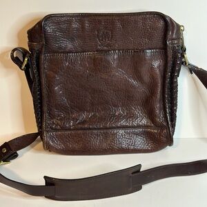 Vintage MASSIMO DUTTI Brown Leather Crossbody Messenger Bag Rare